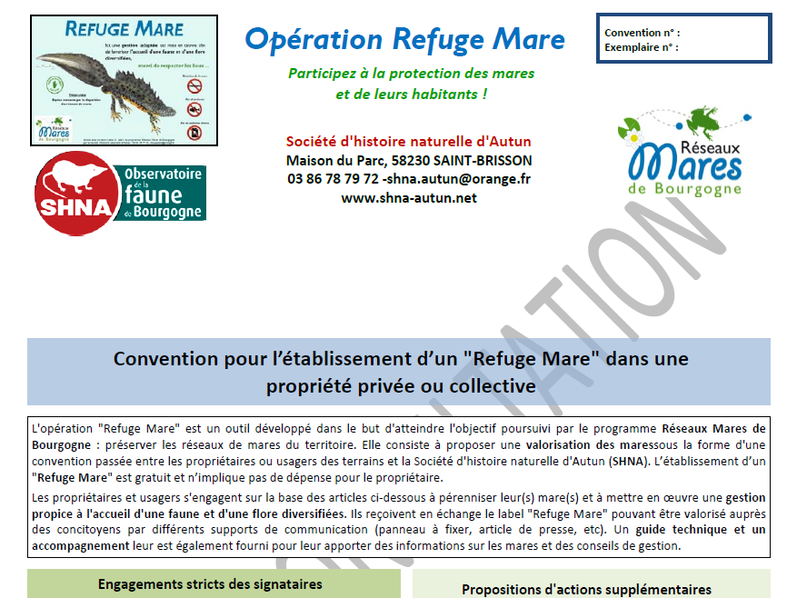 Extrait de la convention Refuge mare